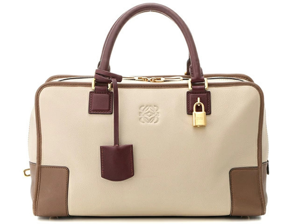 Loewe Amazona Handbag Beige Cream Brown Leather